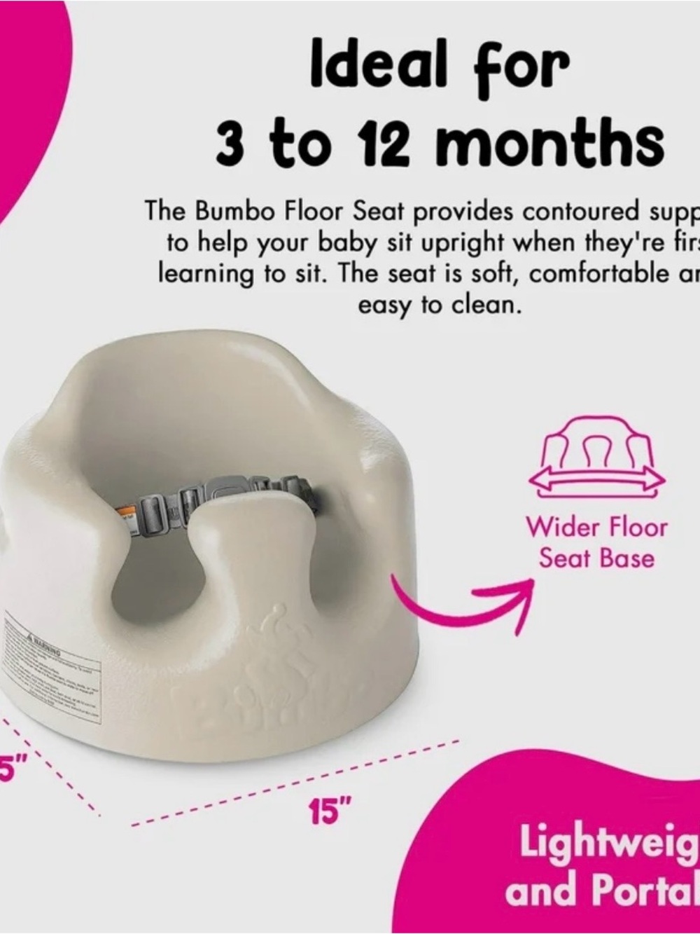 Bumbo Infant Seating Support in Cradle Pink - Picture 5 of 5